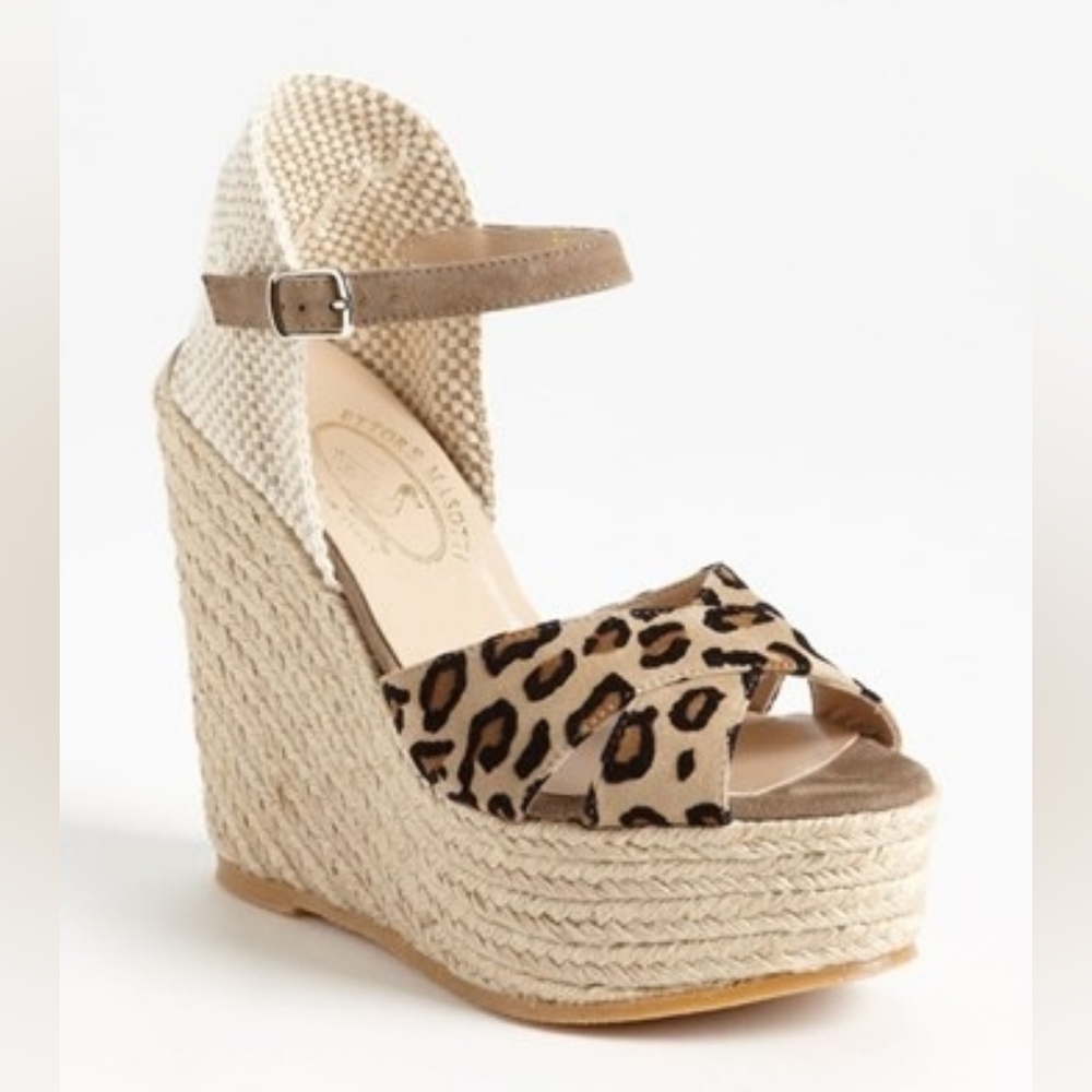 Ettore Masotti Stefy Animal Print Platform Wedge Espadrille